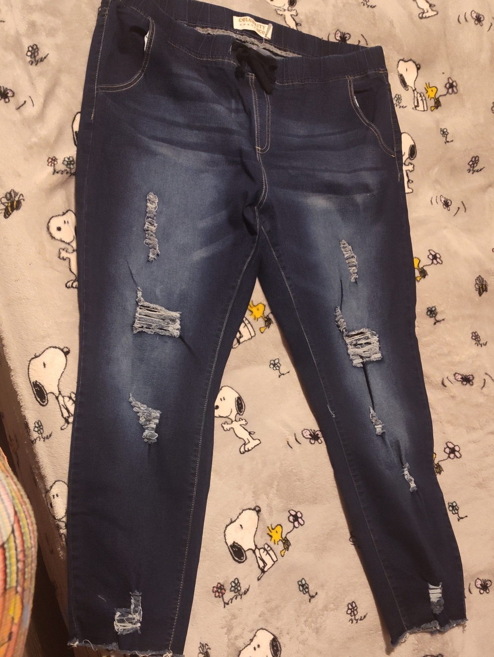 Dark Blue Distressed Stretch Jeggings for Women
